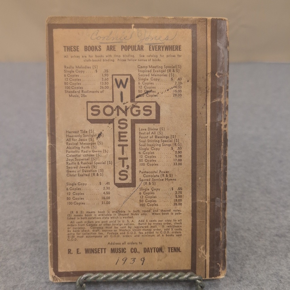 1939 Radio and Revival Special Hymn Book R. E. Winsett Shaped Notes Tennessee - Picture 2 of 4